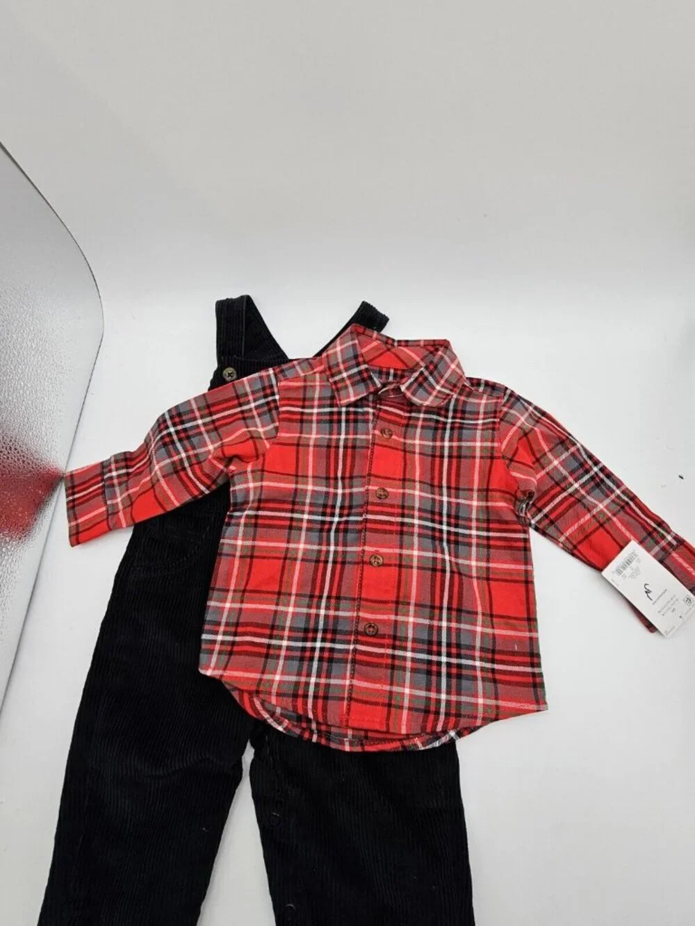 Carters Holiday Outfit Baby Size 6 Months Black Overalls Red Long Sleeve Shirt